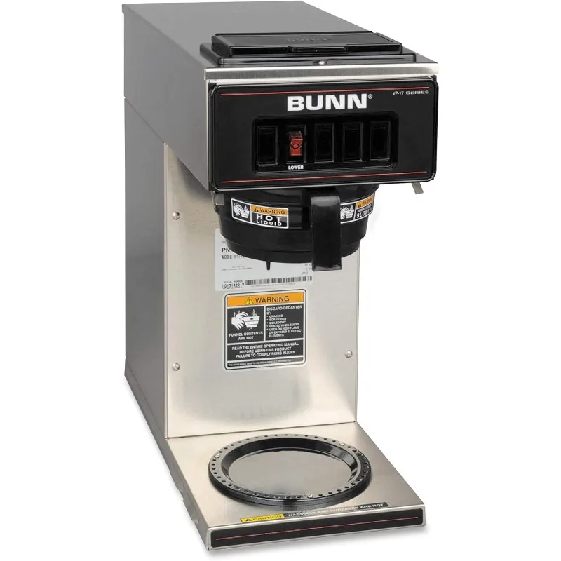 

Coffee Machine Coffee Brewer with 1-Warmer, Dishwasher Safe Component,Electric, Easy Clean,Stainless Steel, Silver, Standard