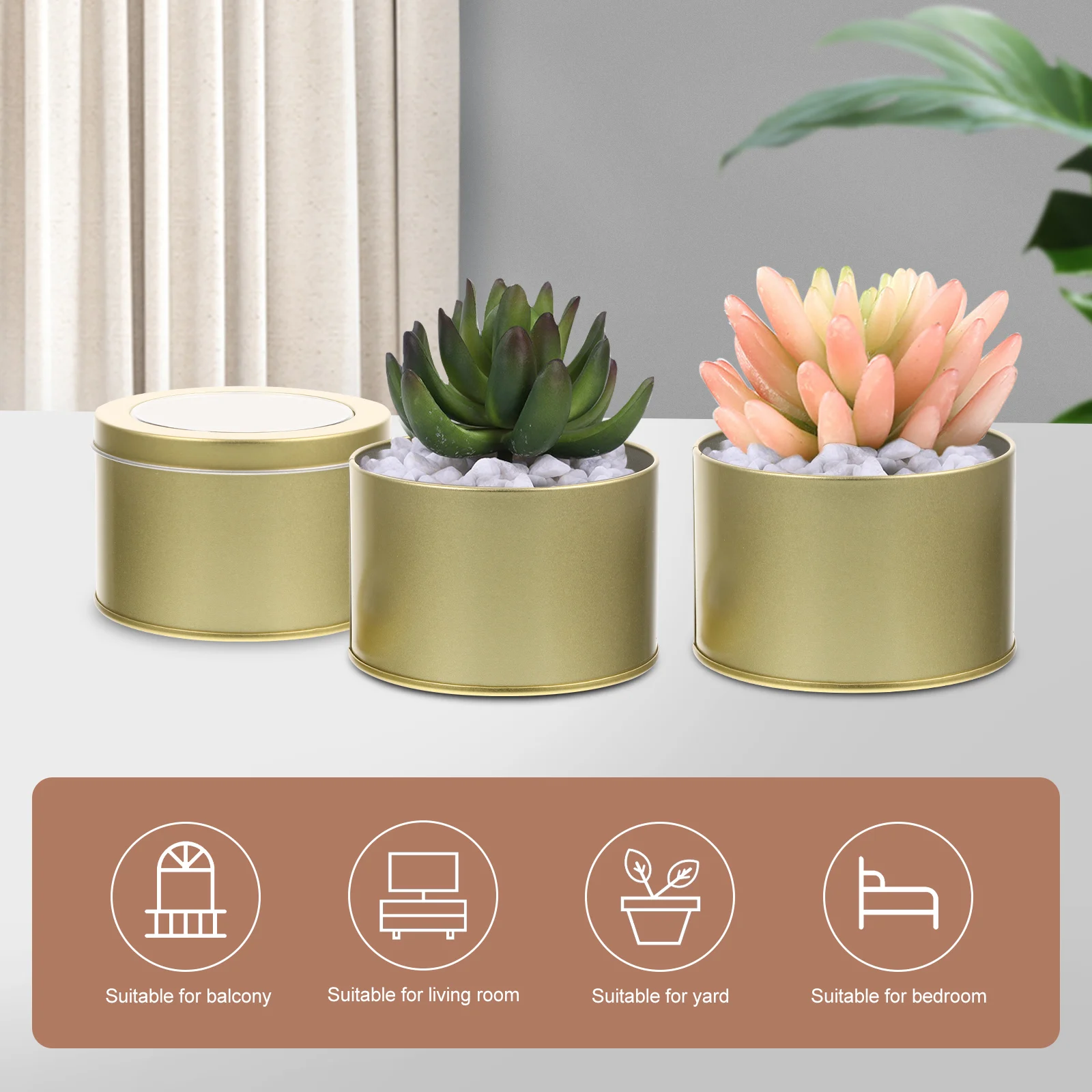 

6pcs Mini Metal Can Flower Pot Planter for Succulents Small Bucket Turquoise Decorative Plants Pots with Lid