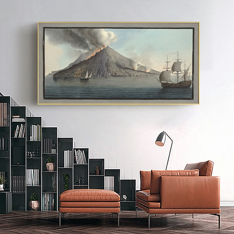 Modern Nordic Island Volcanic Eruption Retro Posters Prints Canvas Painting Wall Art Picture Living Room Home Decor