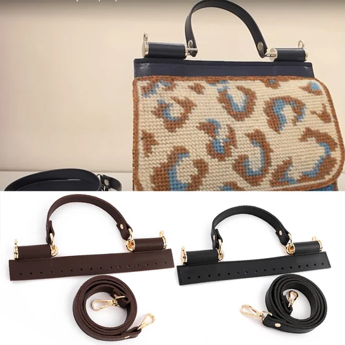 Imagen 2 del producto 1 Juego de bolso de cuero, asa para bolso tejido con Hardware, Kit de cuerpo, bolso tejido, bolso hecho a mano DIY, accesorios para bolsos nuevos