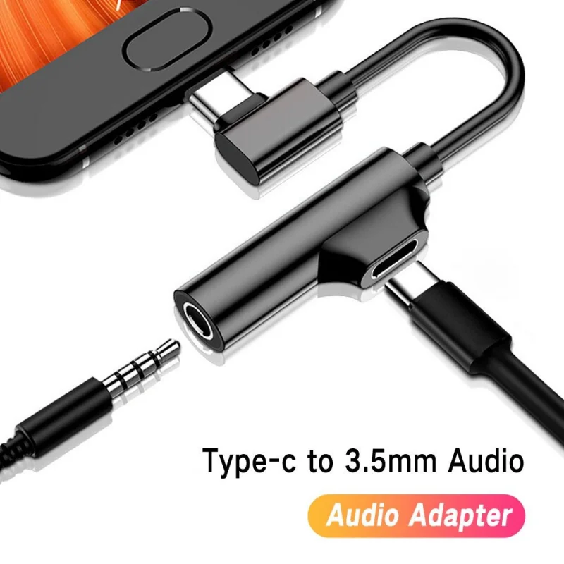 Typec To 3.5Mm Headphone Adapter Typec Converter 2 In 1 Audio Cable for Samsung Huawei Millet Mobile Phone Adapter Cable