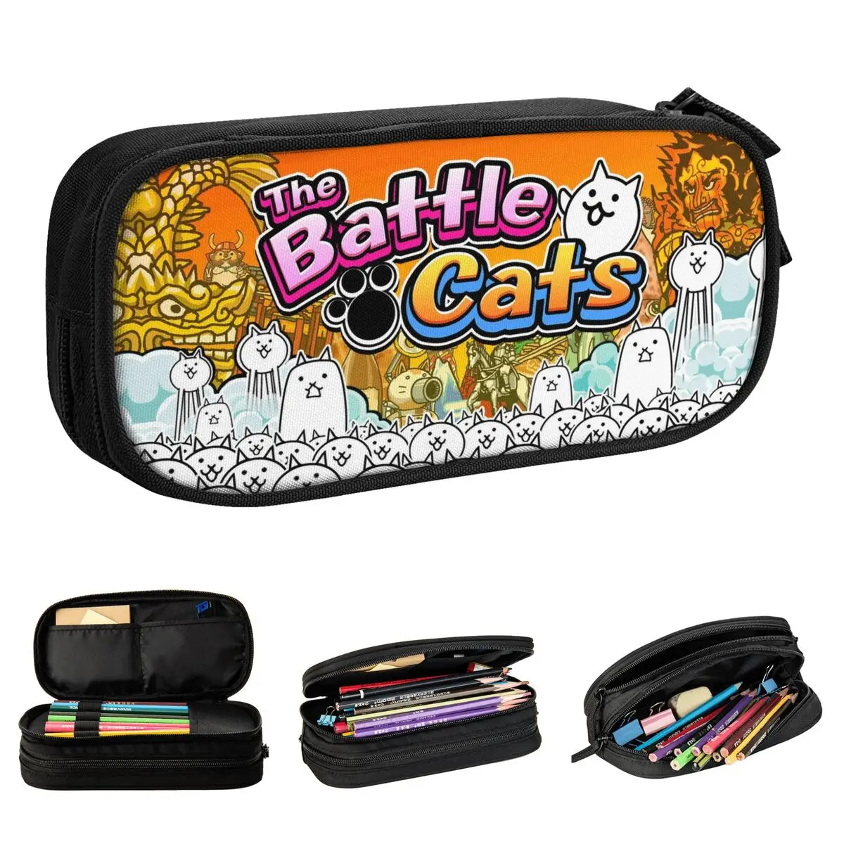 New Cartoon Game Pencil Case The Battle Cats Pencilcases Pen for Student Large Storage Bags Office Gift Stationery