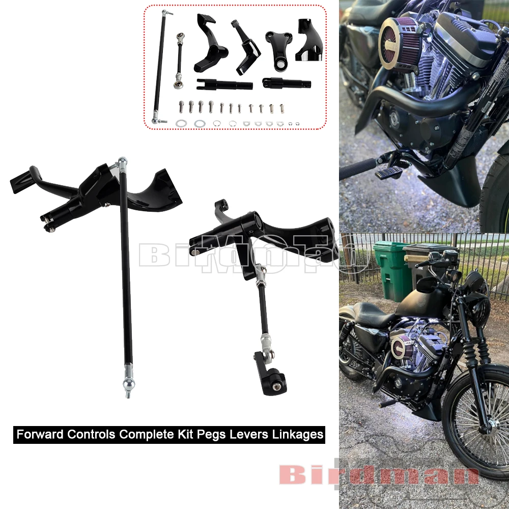 Aluminium motocyklowe kontrole przednie kompletny zestaw dźwignie łączników dla Harley Sportster XL 883 1200 2004-2013 Black/Silver