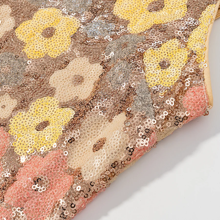 KONDALA Chic Sexy 2025 Paillettes Estate Donna Abito Backless Cami Floreale Tubino Abiti Lunghi Ricami Femminili Slim Split Abiti