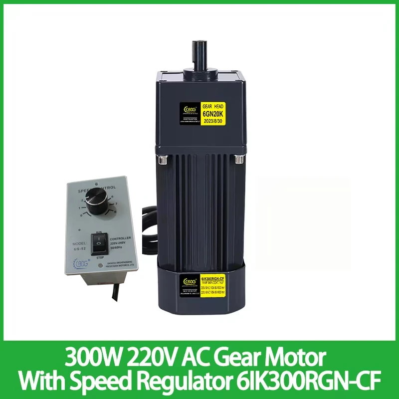 300W 220V AC Gear Motor With Speed Regulator 6IK300RGN-CF High Torque Asynchronous Motor Shaft diameter 15mm