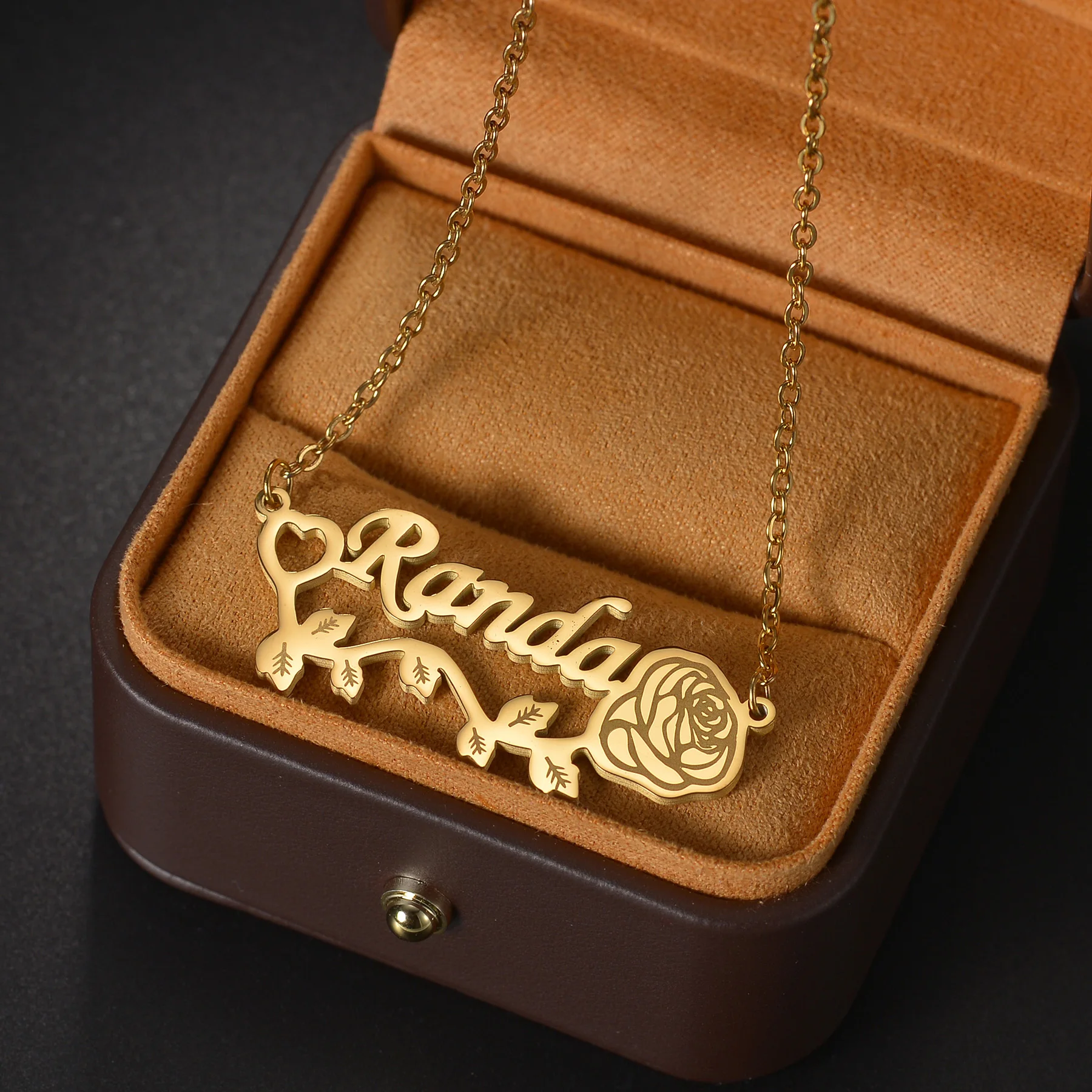 Nextvance Customized Name Necklace With Rose Flower Personalized Stainless Steel Nameplate For Women Jewelry Gifts image 2