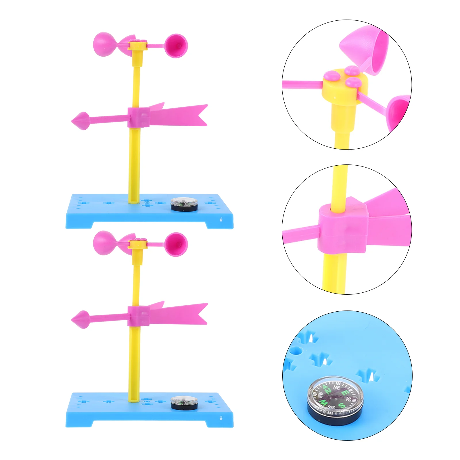 2 Sets Wind Vane Hand-made Anemometer Assembly Toys Educational Plaything Kids DIY Scientific Measurement Science Experiment