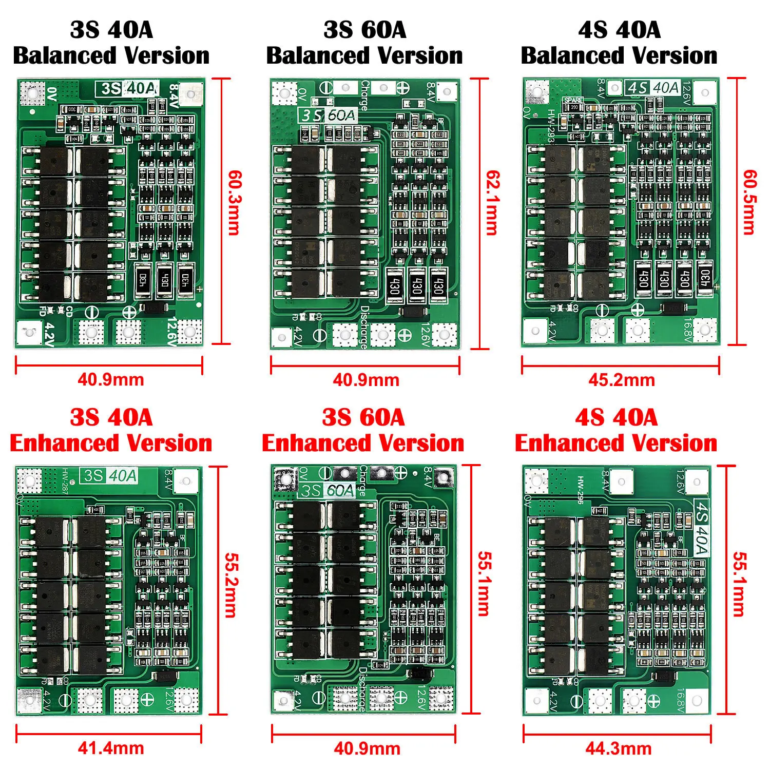 Защитная плата зарядного устройства для литиевых батарей 3S/4S 40A 60A 18650 BMS, улучшение/баланс для двигателя перфоратора 11,1 В 12,6 в/14,8 в