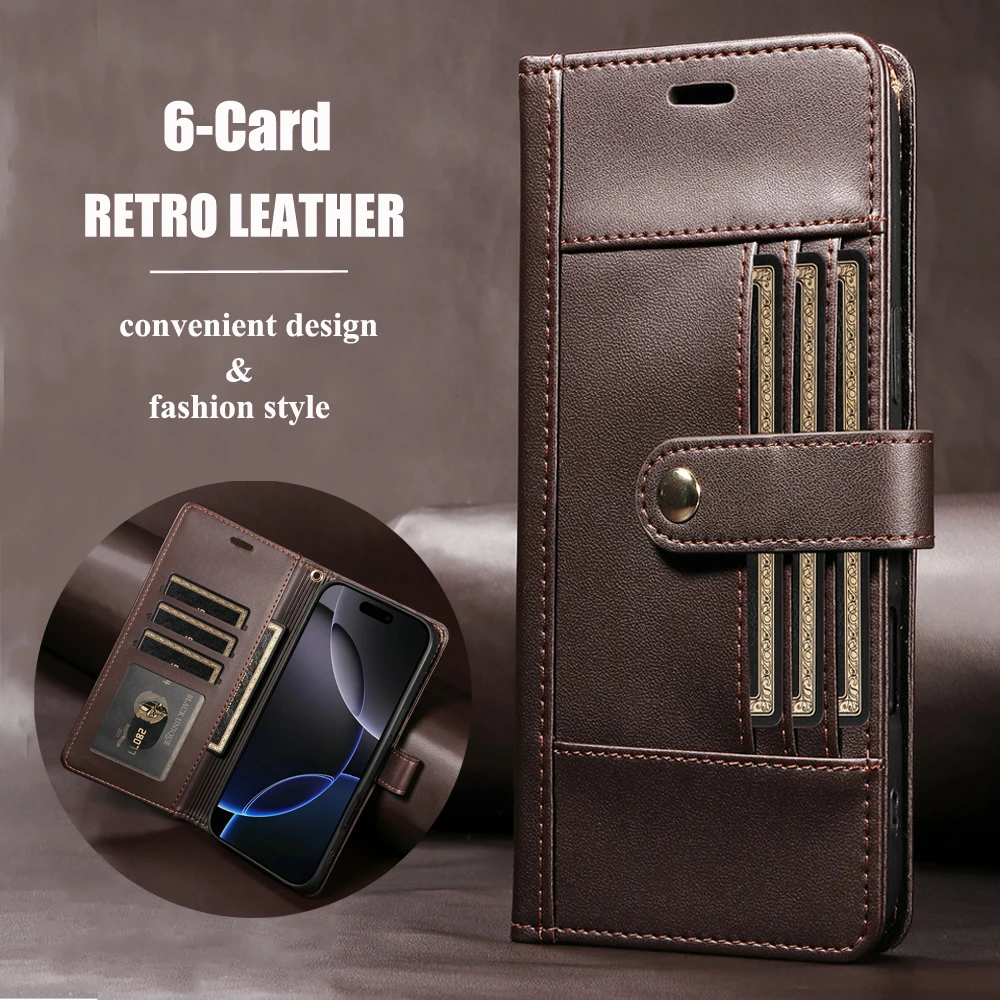 

Honor 400 Pro 5G Flip Case 6-Card Leather RFID 360 Protect for Huawei Honor 400 Pro Case Honor400 Lite 400Pro Wallet Stand Cover