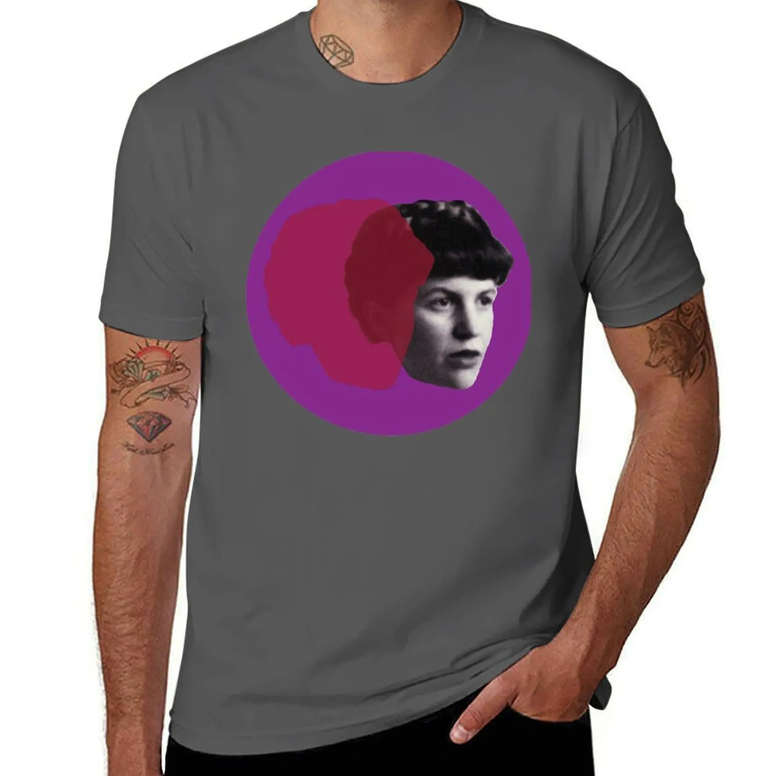 

Sylvia Plath portrait T-Shirt cotton t shirt man man t shirt cotton high quality t shirts for man cotton T-Shirt