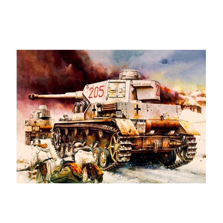 Diamond Painting Cross Stitch Tank Soldier Warfare Scene Diamond Mosaic Picture Embroidery crystal Beaded Handicraft