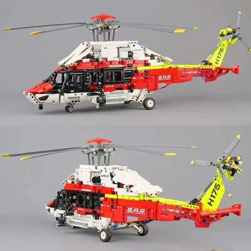 2001PCS Technical Rescue Helicopter Building Blocks Airbus H175 Electric Motor Assemble Model  Brick Toys Gift For Kids Boy