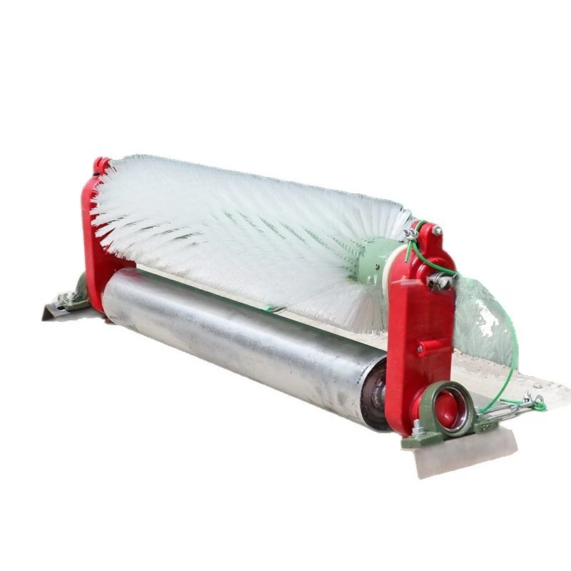 Cement plant conveyor belt roller brush cleaner, unpowered roller brush cleaning brush