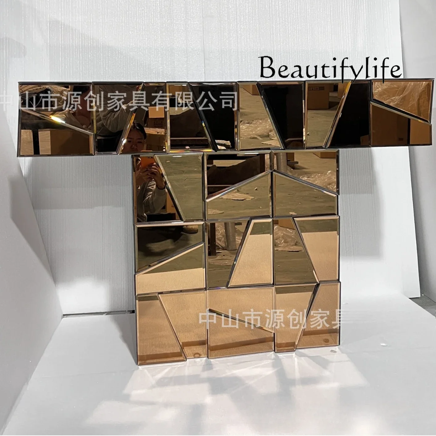 X36 Modern Simple Mirror Furniture, Entrance Table, Entrance Platform, European-style Strip Case Partition, View Platform Mirror