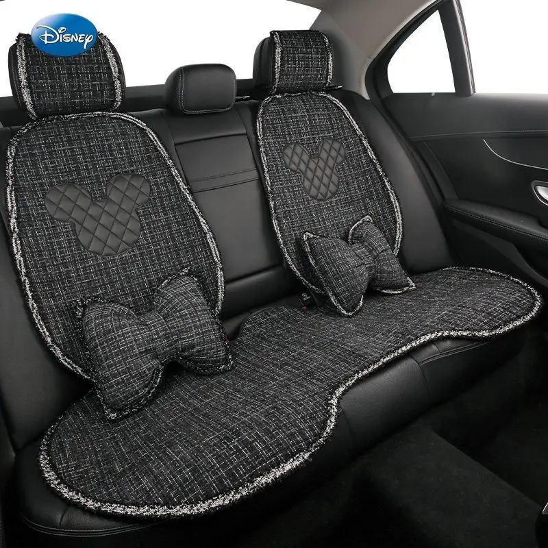 Disney cartoon linen lace small fragrance style Mickey car seat cushion non-slip small waist seat cushion all seasons cute women