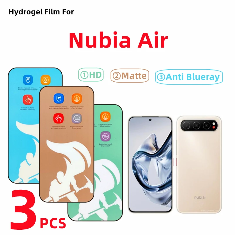 3 قطعة HD هيدروجيل فيلم ل النوبة الهواء ماتي حامي الشاشة ل النوبة الهواء مكافحة Blueray العناية بالعين طبقة رقيقة واقية