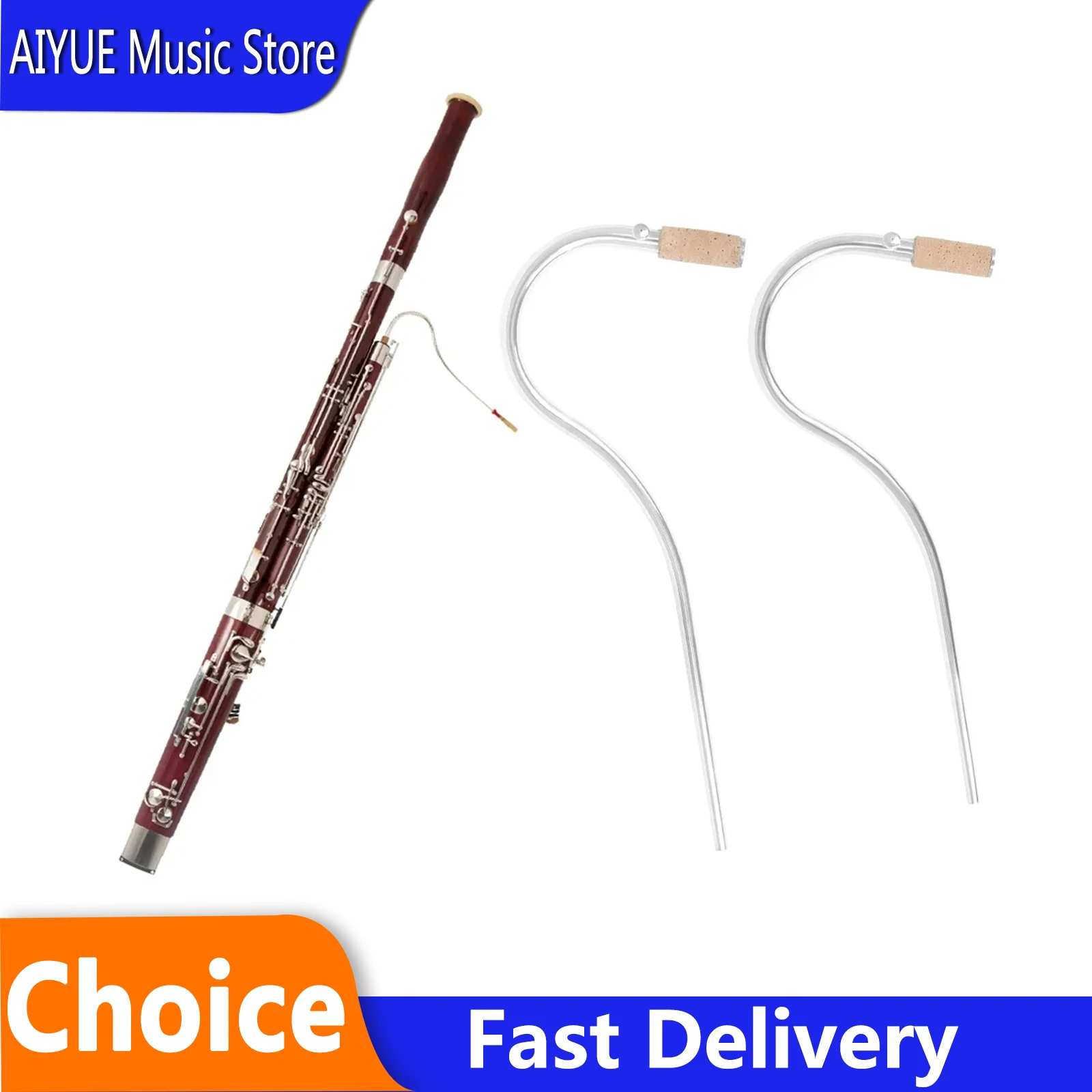 2 Pcs Bassoon Silver Plated Curved Neck Arc Blowpipe Long and Short Curved Neck Pure Tone Pipe Woodwinds Music Instrument Parts