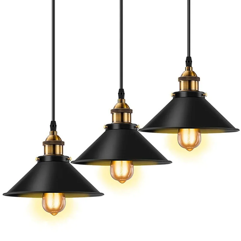 3 Pieces Industrial Pendant Light E27 Vintage Hanging Pendant Lights 22cm Retro Chandelier Lamp Fixture Home Kitchen Lighting