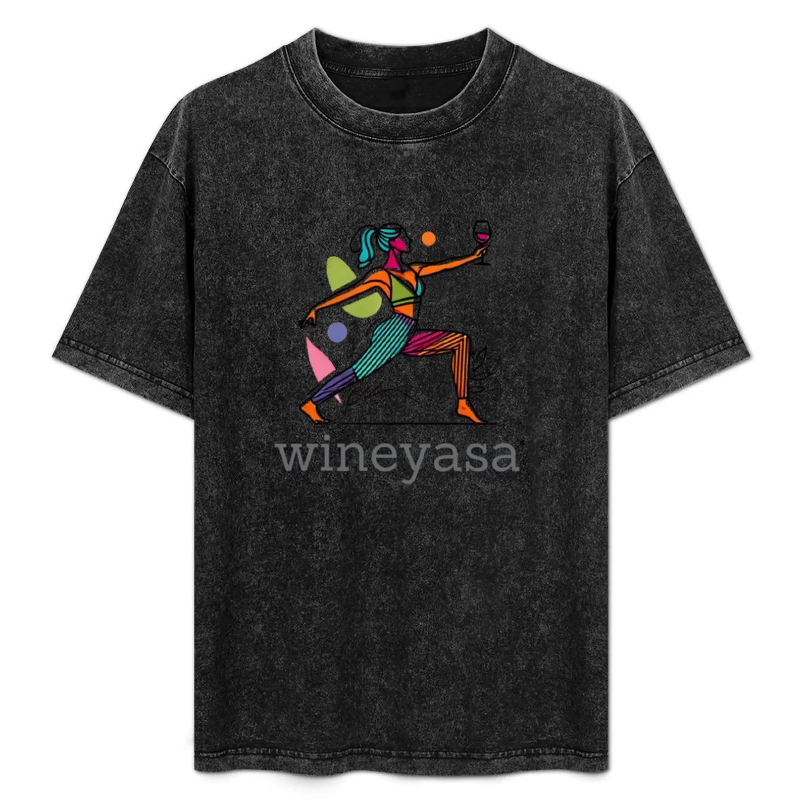 

Warrior with a Side of Wine: Namaste & Wineyasa T-Shirt Basic Tee Shirt for Everyday Outfit