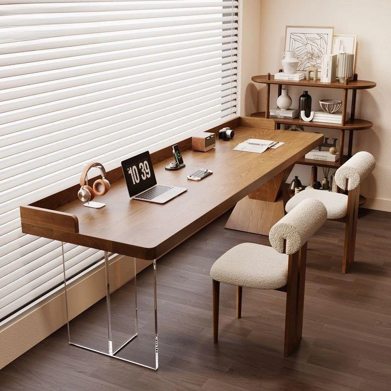 Japanese-style desk, baffle, windowsill, household bedroom, modern study, log wind, minimalist acrylic
