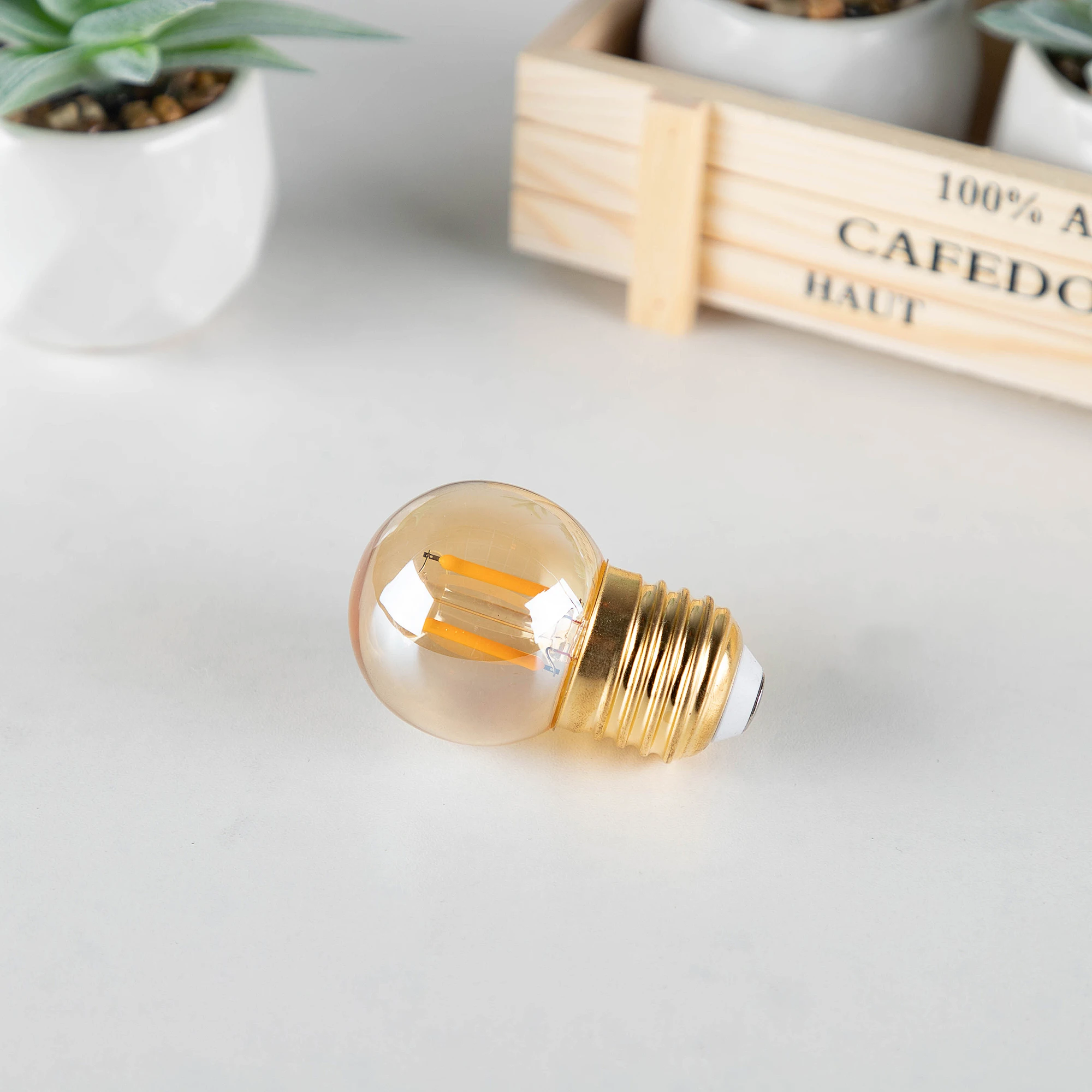 GANRILAND Retro LED Bulb G40 1W E26 E27 110V 220V Filament Dimmable Mini Globe Amber Lighting Bulbs For String Light Party Decor