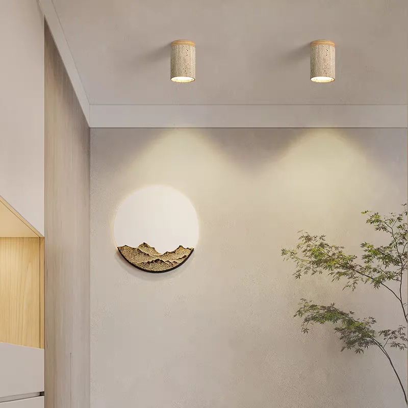 Nordic Creative Yellow Cave Stone Ceiling Lights Japanese Style for Entrance Balcony Corridor Foyer Ceiling Light Room Decor