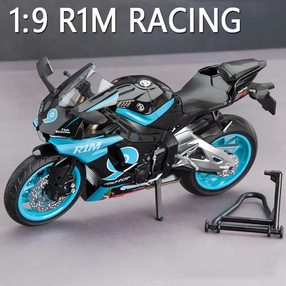 

1:9 сплав литья под давлением Yamaha R1M мотоциклы миниатюрные модели автомобилей игрушки резиновые шины со световой музыкой транспортные средства для детей и взрослых подарки