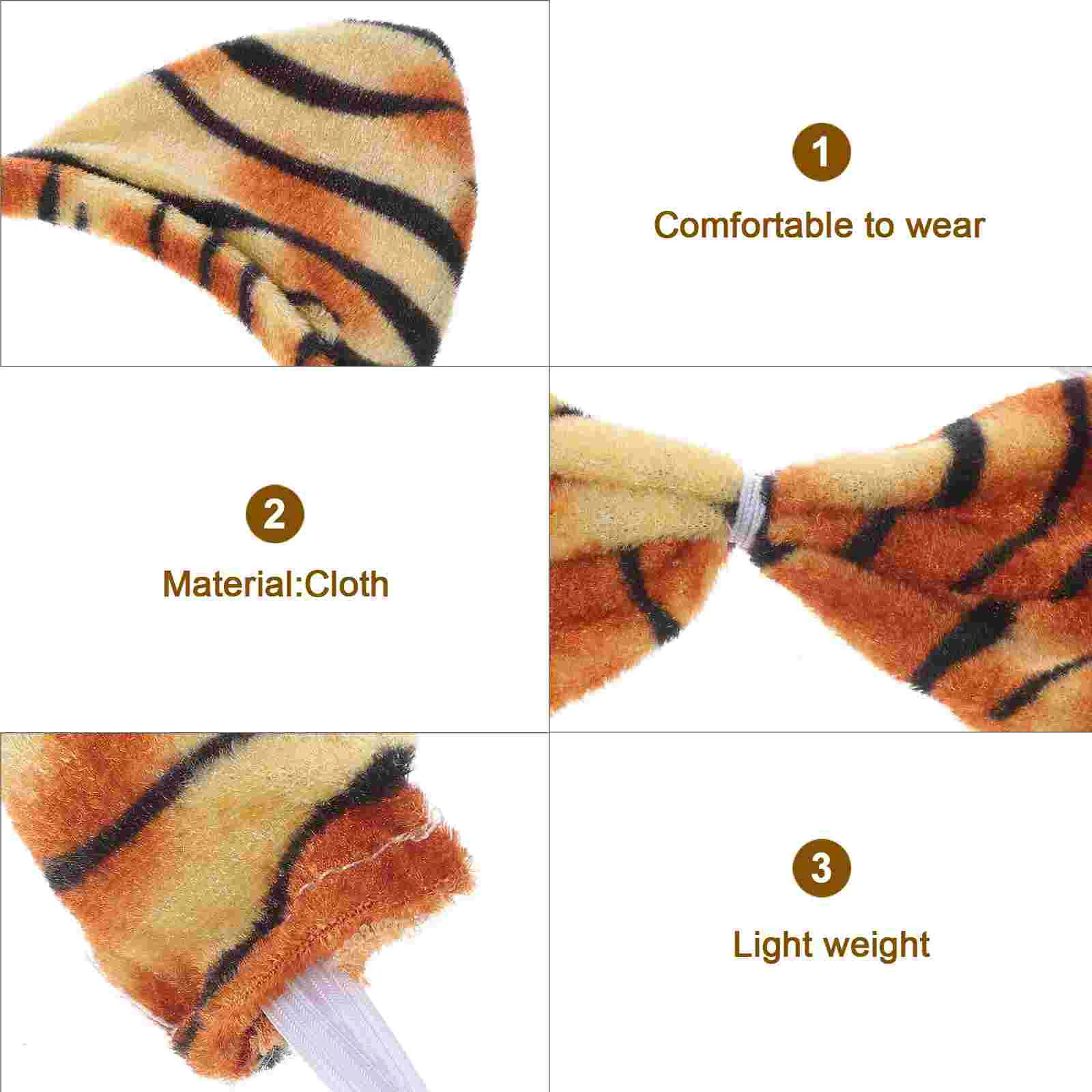 Tiger Headband Nose Ears Tail Kids Costume Accessories Cosplay Women Fabric Adult