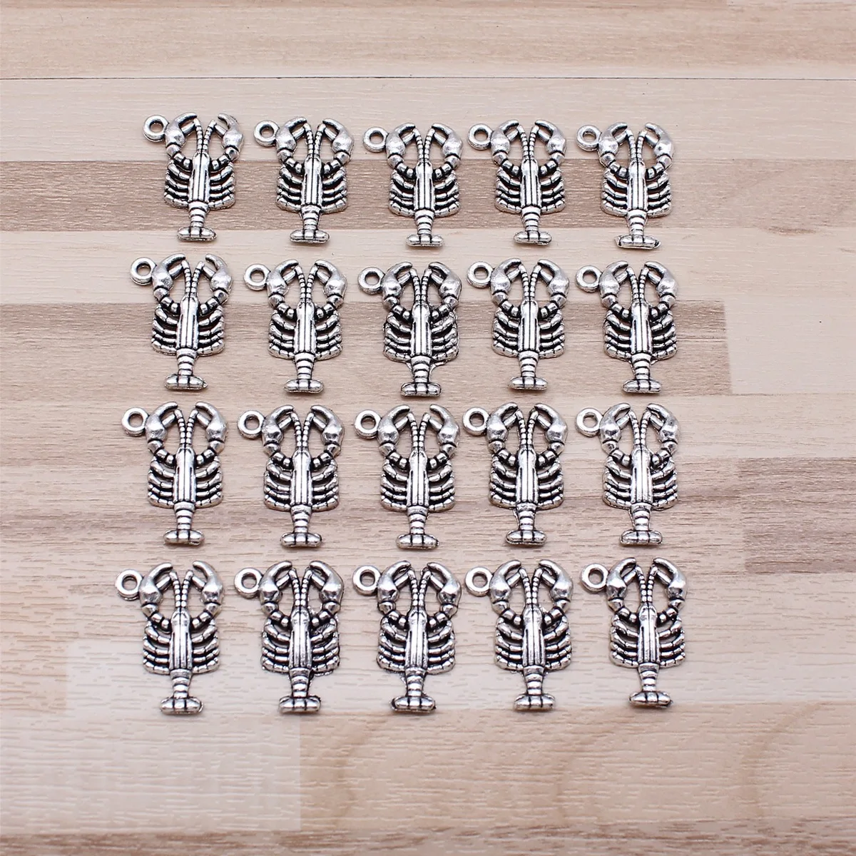 IFOCUS 20pcs/Lot Shrimp Charms For DIY Jewelry Making Zinc Alloy 21x15mm/0.83x0.59inch