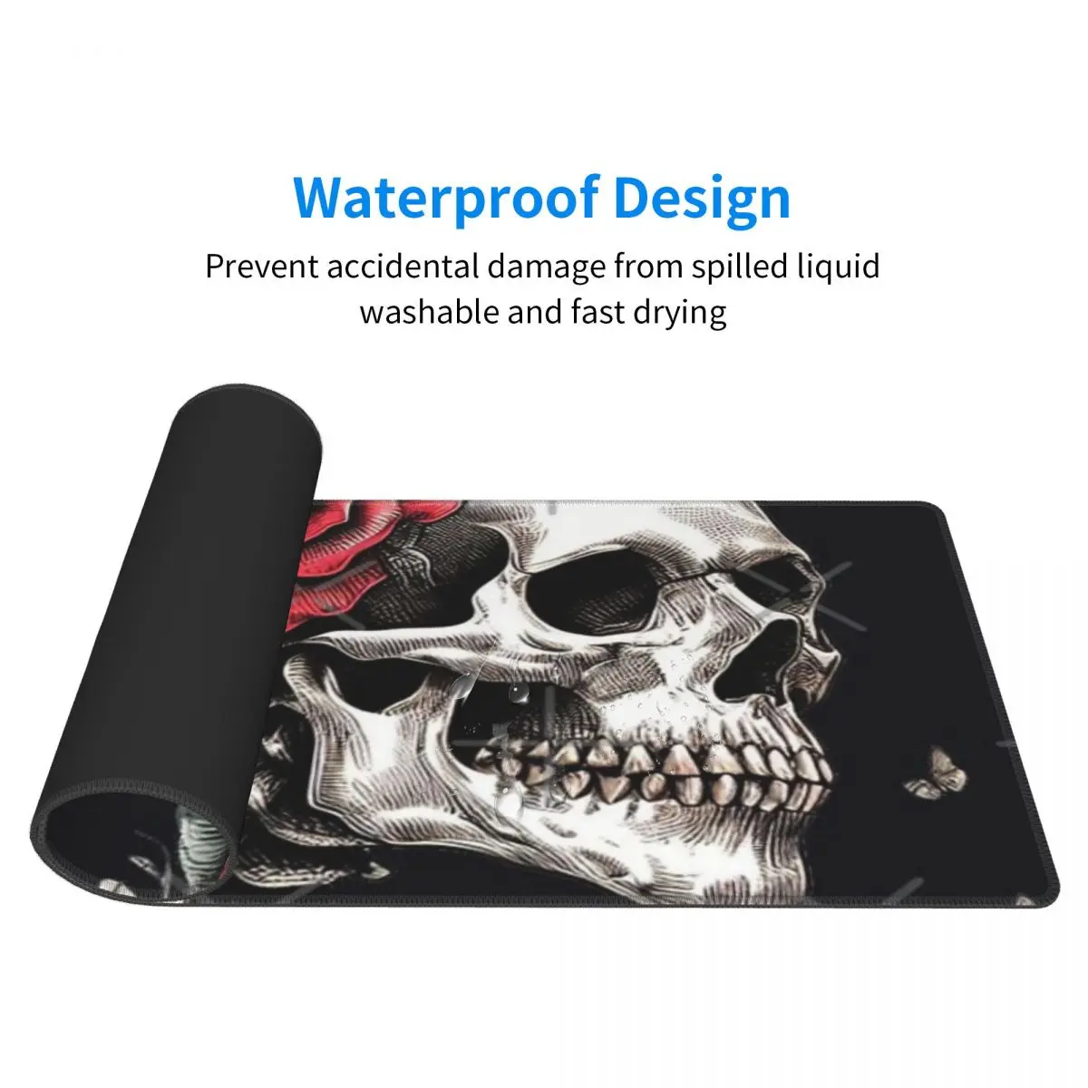 Skeleton Adorned With Roses Rubber Keyboard Pads