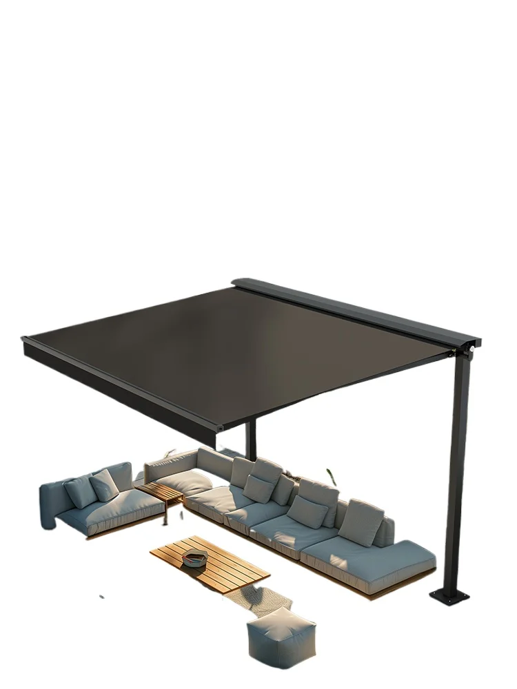 

Purple leaf awning Telescopic canopy Electric outdoor unilateral column parking shed