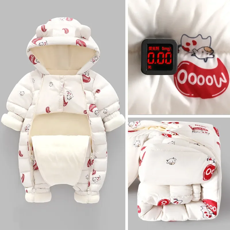 

Winter Overall For Children Infant Down Cotton Thicken Clothes Hooded Boys little Girls clothing Jumpsuit new born Baby Romper