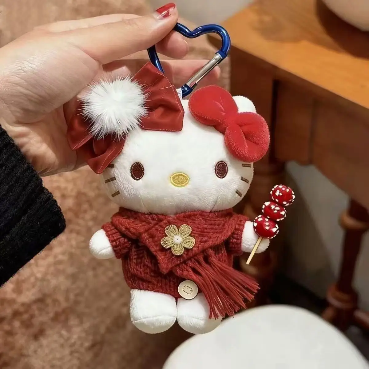 

Плюшевая кукла-брелок Hello Kitty Sanrio Limited Edition: Милая вишня на палочке, украшение для рюкзака, игрушка, подарок на день рождения для девочек