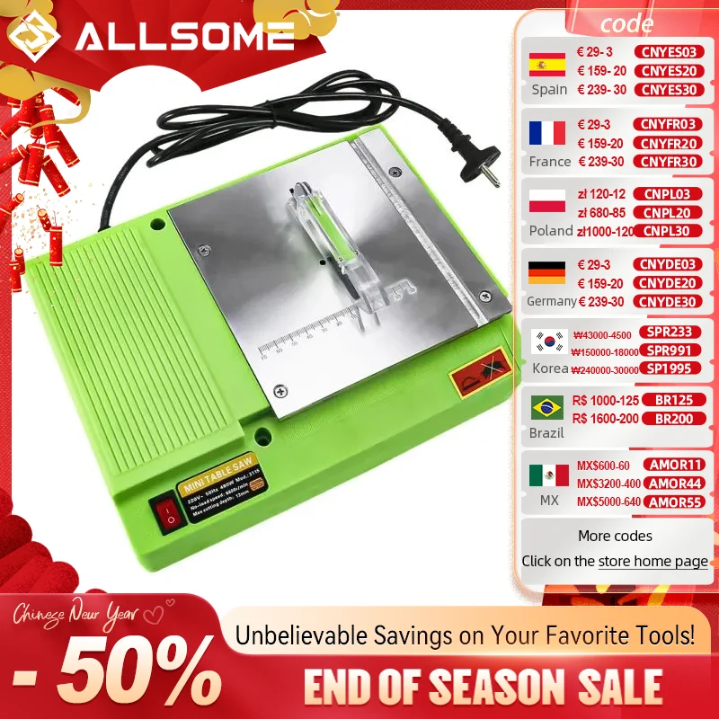 

ALLSOME 220V Mini Table Saw Handmade Woodworking Bench Saws Cutting Tool 480W BG-3115