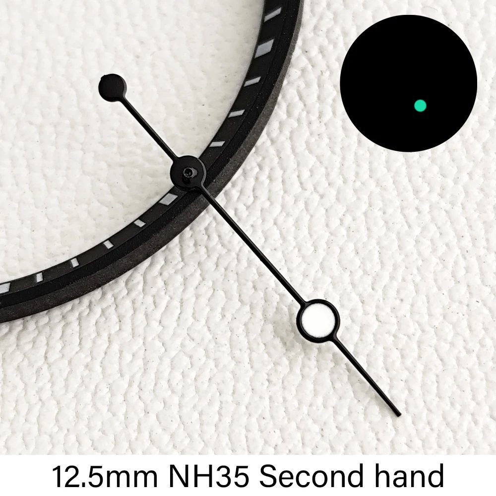 NH35 Sekundenzeiger passend für NH35 NH36 Uhrwerk, grün leuchtend, 13 mm, Ersatz-Zeiger für Herrenuhren. – Detail 5