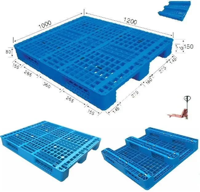 ผู้ผลิตพาเลทพลาสติกกันลื่นราคาต่ํา Hdpe Heavy Duty Euro Pallet เก้าขา 3 นักวิ่งพาเลทพลาสติก