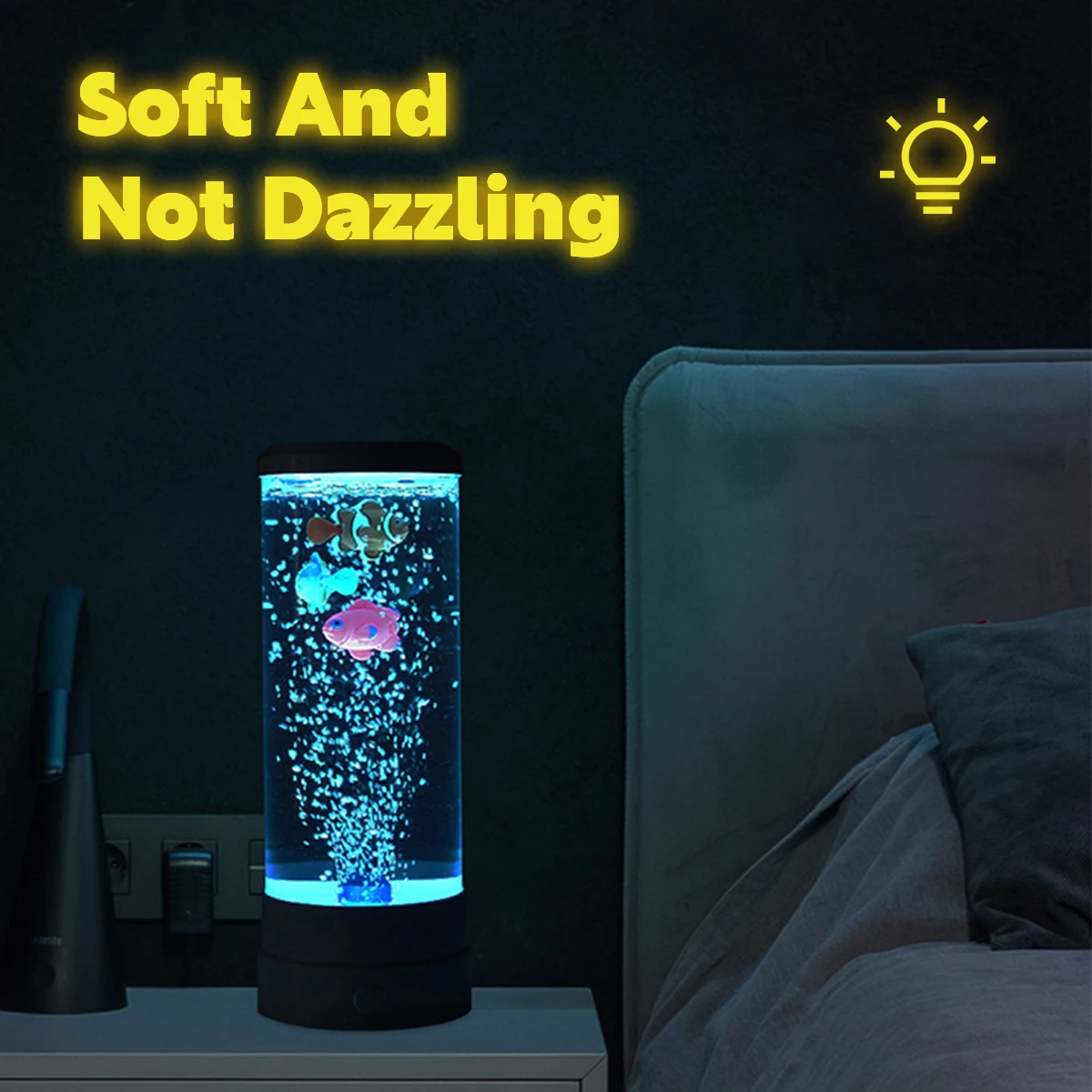 LED Fish Lamp Kit Multi-Color Changing Aquarium Tank Night Light Decorative Simulated Fish Bubble Home OfficeLiving Room