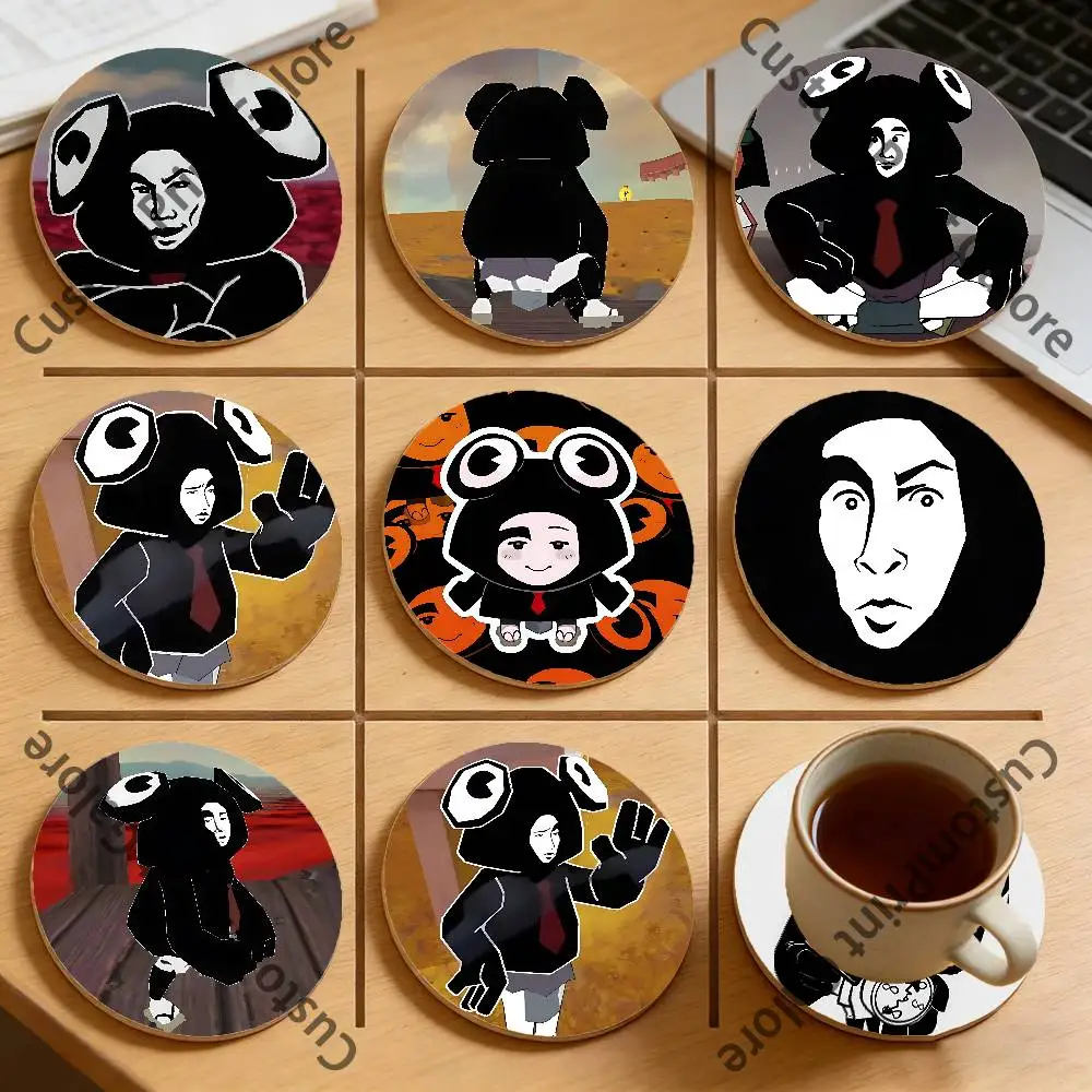 

Froggy E-Ena Natural Pine Wood Round Coasters Non-Slip Heat-Resistant Cup Mats for Coffee Drinks