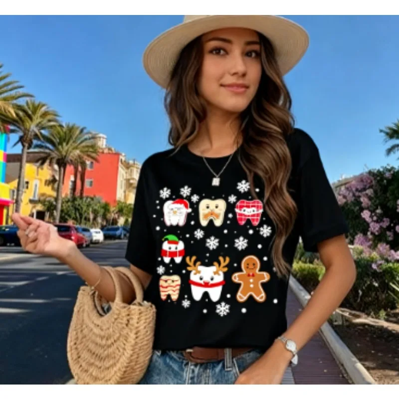 Grappige tandheelkundige kersttanden Leuke Kerst Tandarts Squad Crew T-shirt
