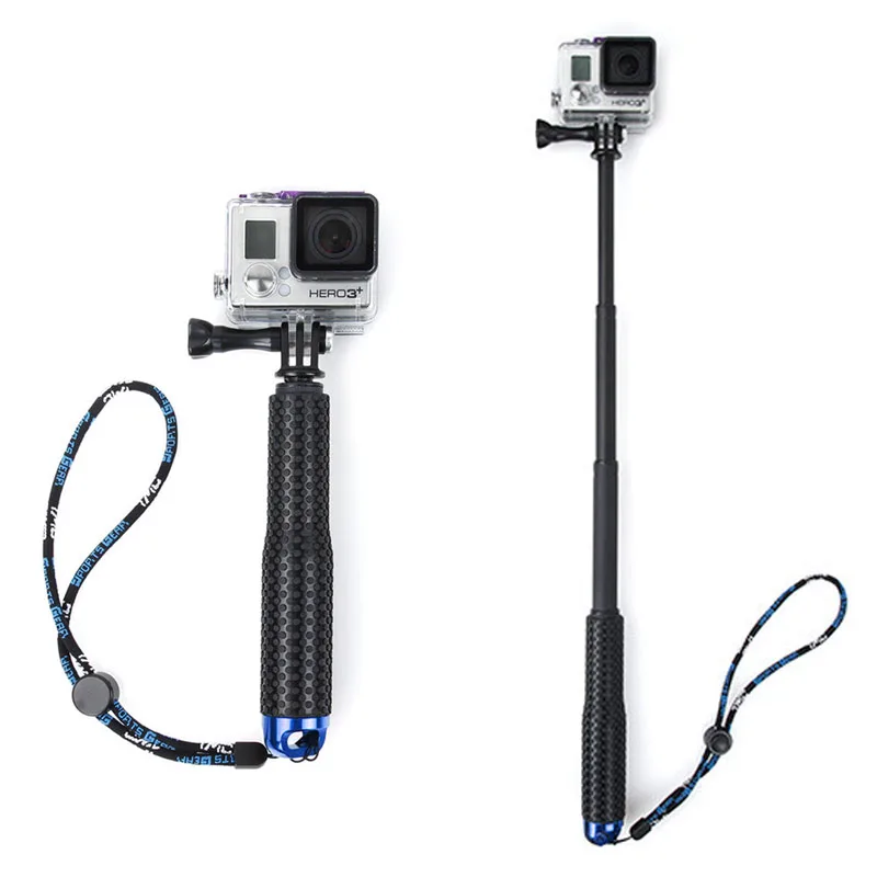 1 Set Extendable Pole Mini Selfie Stick Waterproof Monopod Blue For GoPro Hero12 11 10 9 8 6 5 4 New for SJCAM EKEN sport camera