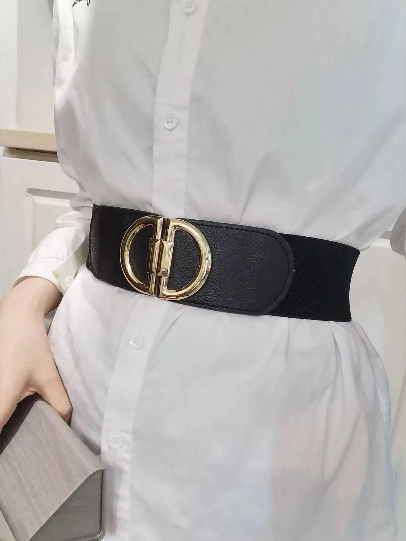 

Women's Elastic Waist Cincher Stretch Wide Belt Adjustable Decorative Belt for Dresses Skirts & Casual Outfits Fashion