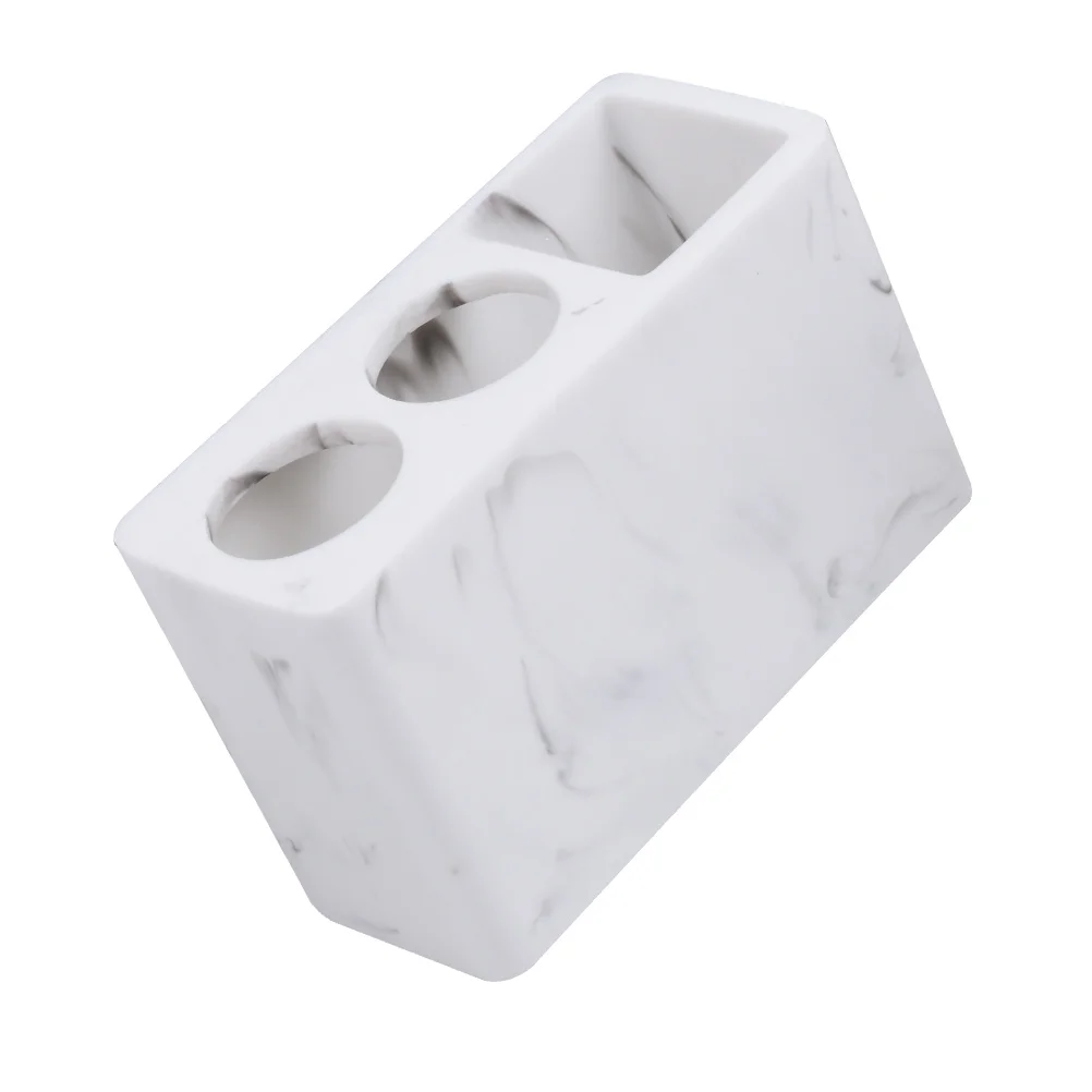 

Toothbrush Holder Resin Toothpaste Rack Bathroom Decor Countertop Shower Tray Storage Razor Shaver Drain Hole Easy Clean Elegant