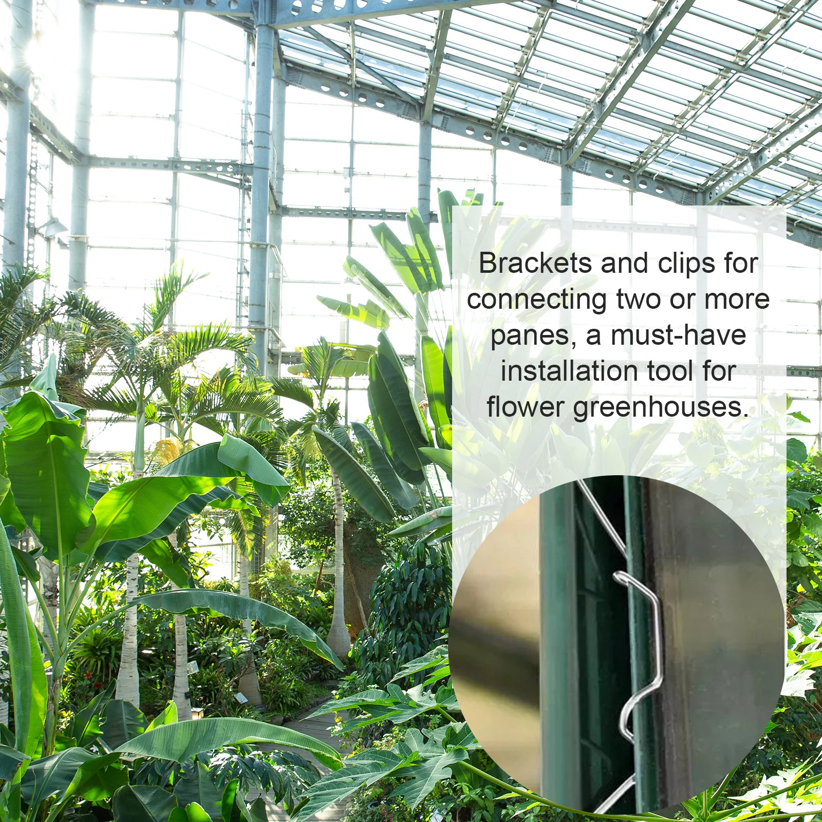 

50Pcs Stainless Steel W Clips Greenhouse Glazing Clip Rust Resistant Smooth Polished Glass Fixing Clamp for Flower Gardens