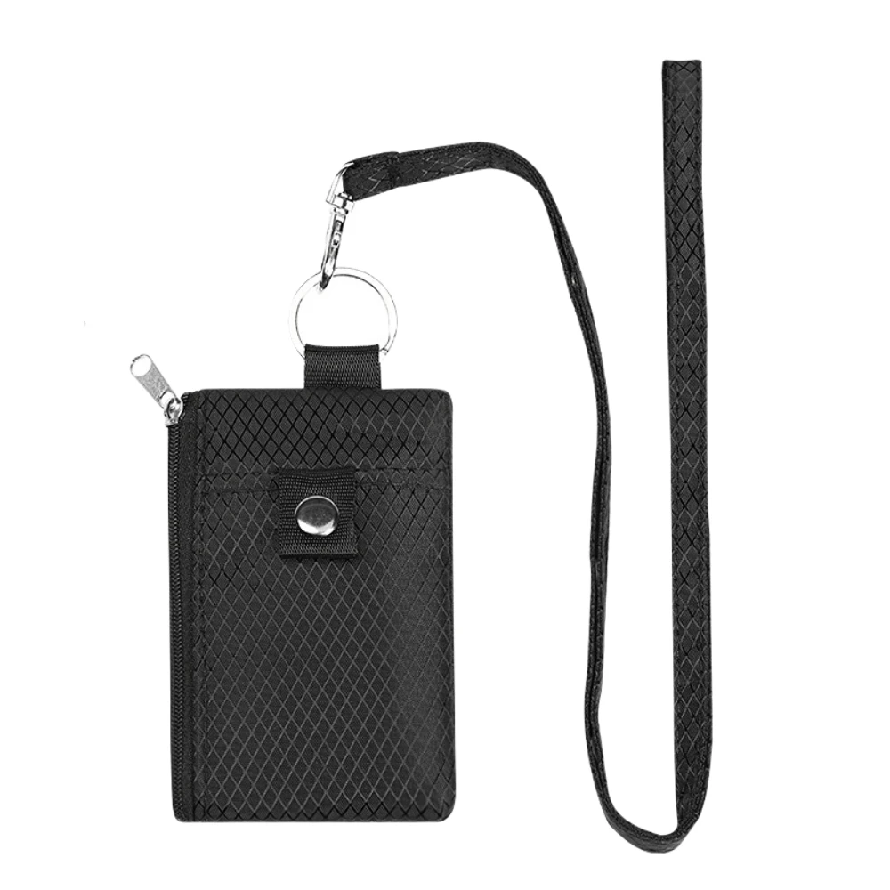 

Portable RFID Signal Shielding Coin Bag with Lanyard Card Sleeve Mini Wallet with Neck Strap Zipper Pouch Waterproof