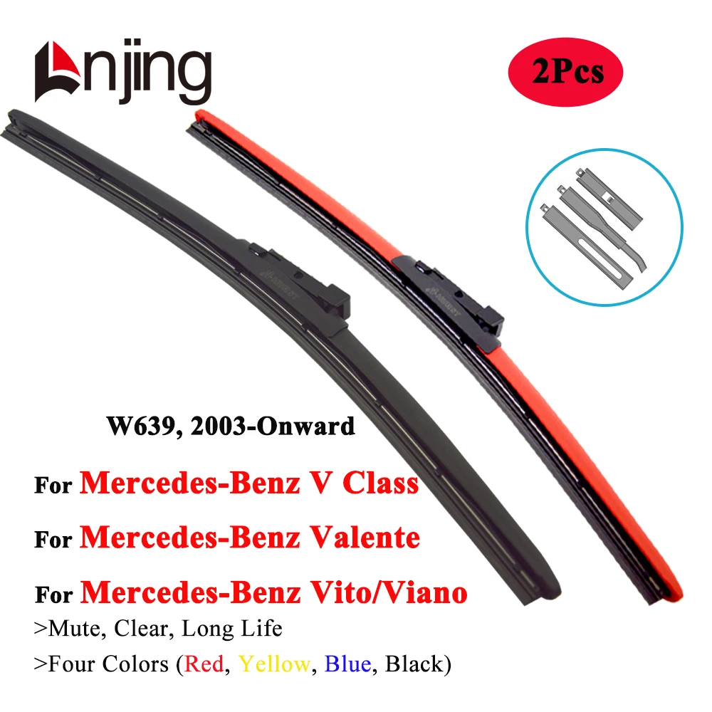 LNJING Colorful Windshield Wiper Blades For Mercedes Benz V Class Valente Viano Vito 639 2003 2005 2008 2010 2012 2013 2014 2015