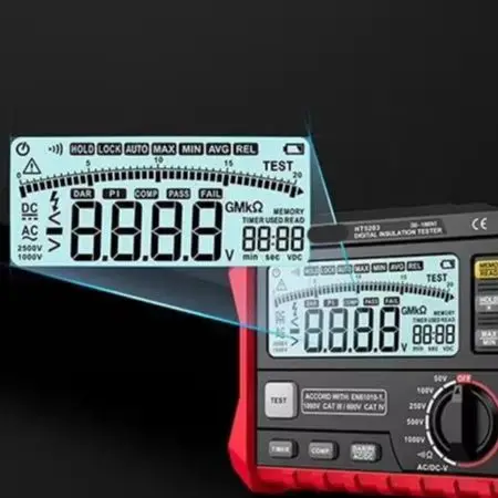 HT5203 Insulation Resistance Tester High Voltage Megohmmeter With Backlit LCD Data Storage For Electrical For Safety Testing Too