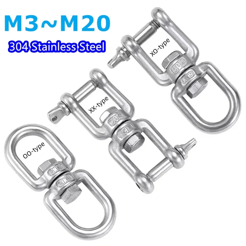 1pcs Double Ended Swivel Chairlift With Eyelet Hook And Loop connector For Swing Sandbag Hammock Yoga Hammock 304Stainless Steel