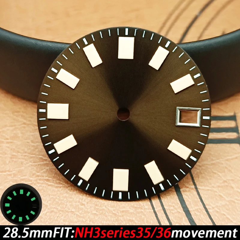 إكسسوارات قرص الساعة قرص مضيء عالي الجودة 28.5 ملم لسلسلة NH3 35/36 قطع غيار ساعة الحركة