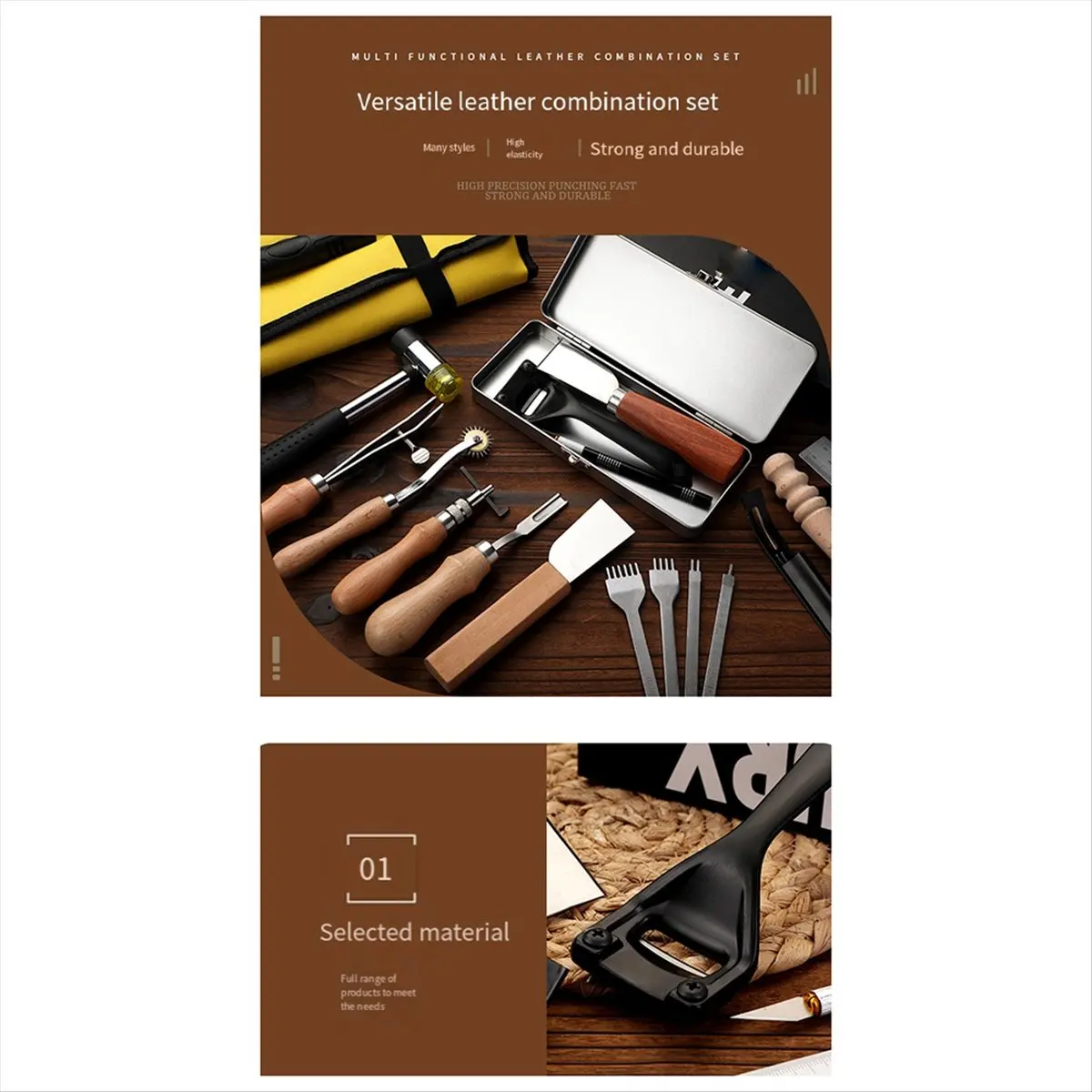 【~-nouveau-a89z】ensemble-de-decoupe-de-cuir-fait-main-diy-outils-de-base-pour-le-cuir-combinaison-de-poinconnage-et-de-decoupe-du-cuir