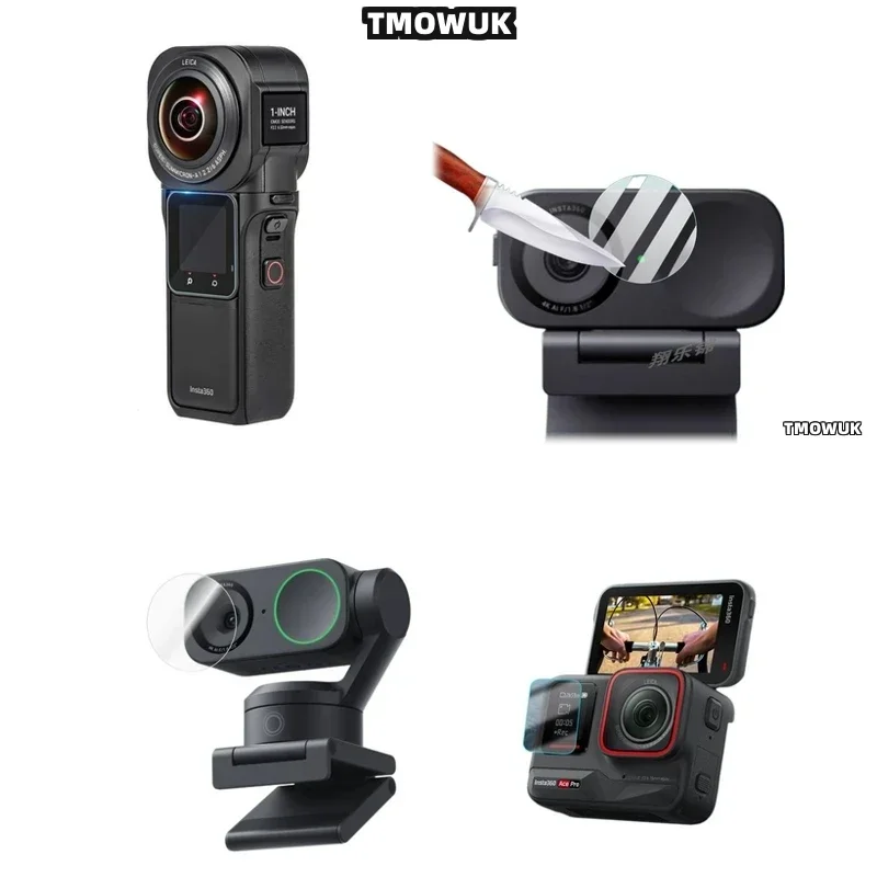 Аксессуары для Insta360 GO 3, 3s, ACEPro 2, One RS Link 2, Link 2C, GO3S: Защитное стекло из закаленного стекла для ЖК-экрана + TPU-чехол.